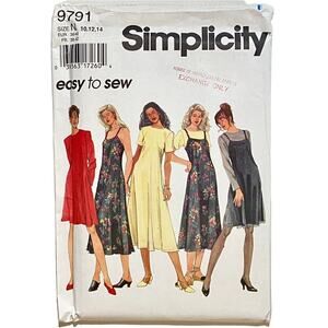 Simplicity 9791 Sewing Pattern Dress & Slip Dress Size 10-14 Uncut
